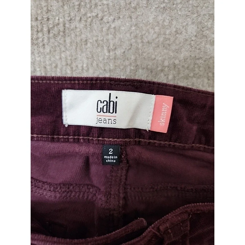 Cabi Skinny Corduroy Pants Womens 2 Wine Red Stretch